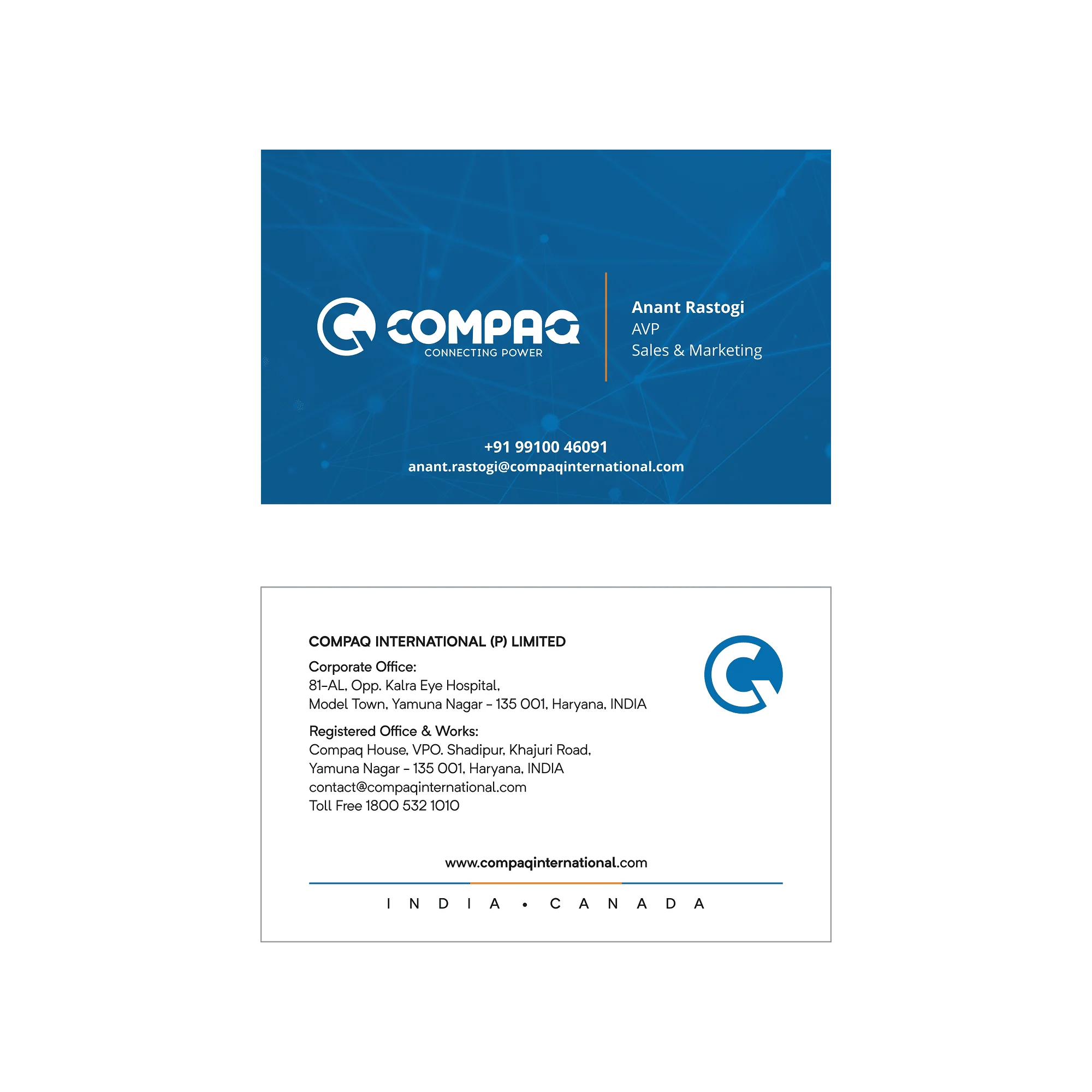 Compaq International – Business Card Design Compaq International – Business Card Design