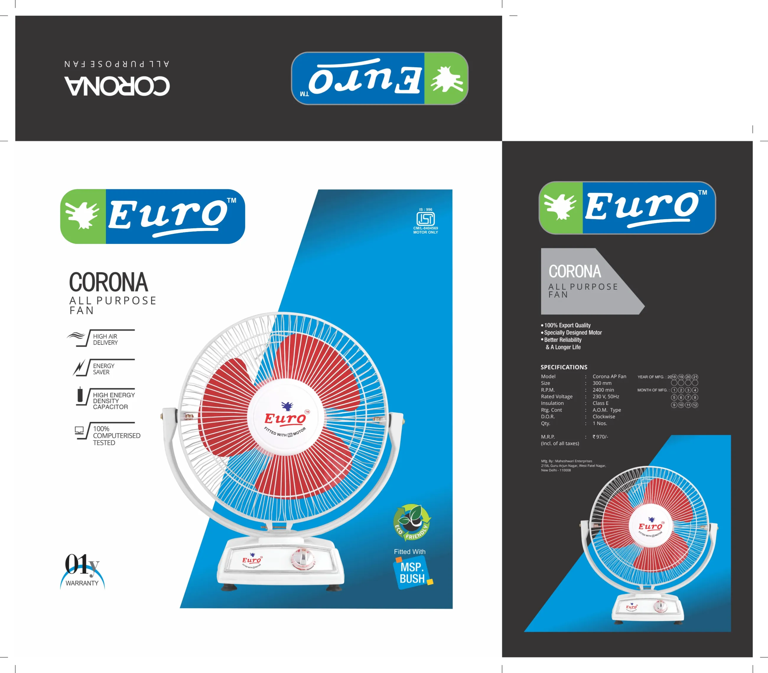 Euro Splash & Corona Fan – Packaging Design