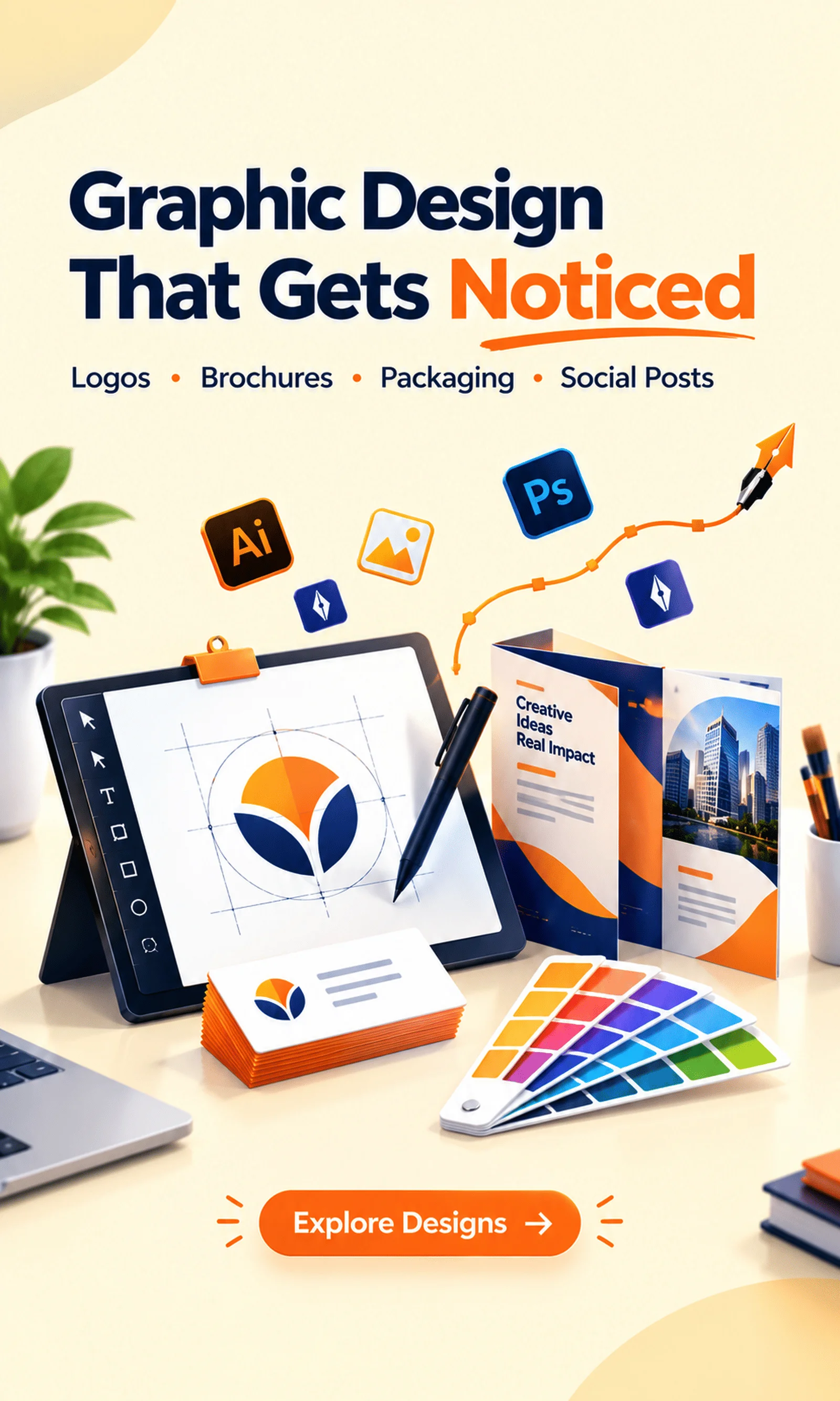 Graphic design that gets noticed – logos, brochures, packaging and social posts Graphic design that gets noticed – logos, brochures, packaging and social posts